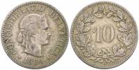 (1884) Монета Швейцария 1884 год 10 раппенов   Медь-Никель  VF