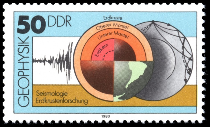 (1980-092) Марка Германия (ГДР) &quot;Сейсмология&quot;    Геофизика II Θ
