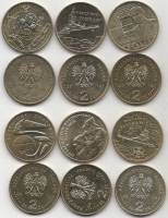 (232-235 237 242 6 монет по 2 злотых) Набор монет Польша 2012 год   UNC