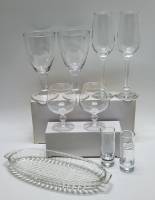 Набор парных бокалов фужеров стопок и селедочница (9 предметов)