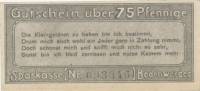 (№1919) Банкнота Германия 1919 год "75 Pfennig"