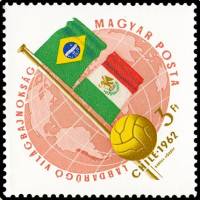 (1962-021) Марка Венгрия "Бразилия и Мексика"    ЧМ по футболу 1962, Чили II Θ