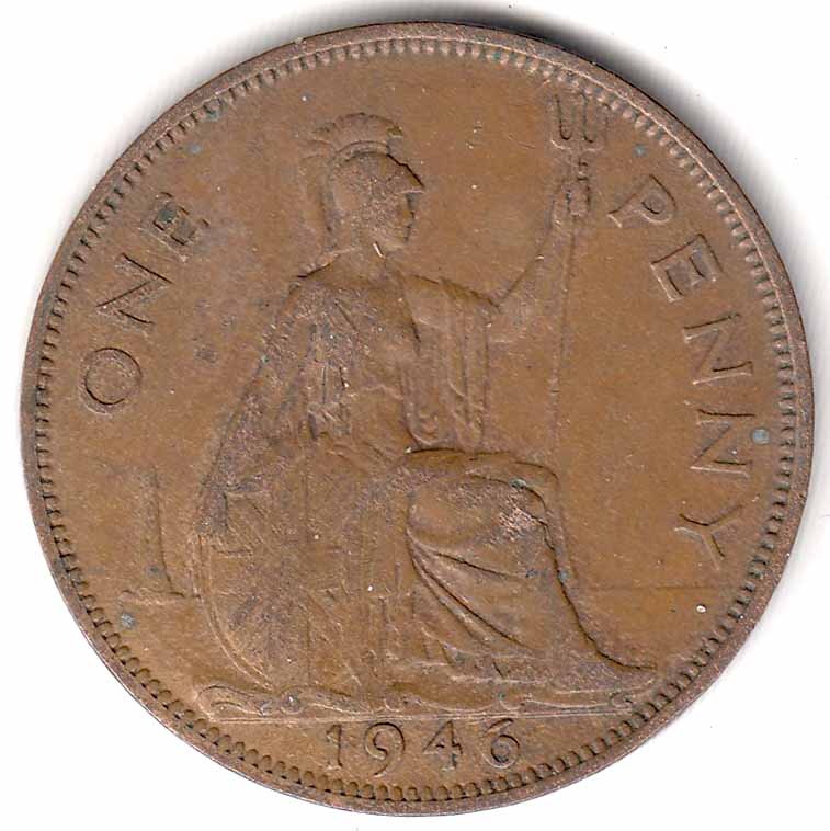 (1946) Монета Великобритания 1946 год 1 пенни &quot;Георг VI&quot;  Бронза  VF