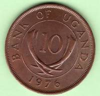 (№1976km2a) Монета Уганда 1976 год 10 Cents