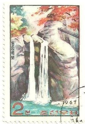 (1967-043) Марка Северная Корея &quot;Водопады Тонгрим&quot;   Водопады III Θ