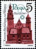(1984-056) Марка Польша "Королевский Собор, Вавель"    Реставрация памятников в Кракове II Θ