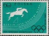 (1960-022) Марка Польша "Конкур" Перф греб 12:12¾   Олимпийские Игры II O