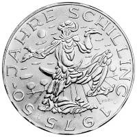 (1975) Монета Австрия 1975 год 100 шиллингов "50 лет шиллингу"  Серебро Ag 640  UNC