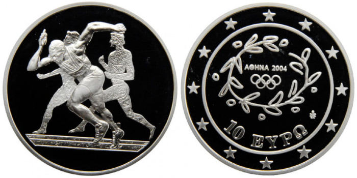 (2003) Монета Греция 2003 год 10 евро &quot;XXVIII Летняя Олимпиада Афины 2004 Бег&quot;  Серебро Ag 925  PROO