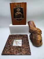 Панно настенное 3 шт Резьба с зеркалом объединение подводников Балтики Коряга