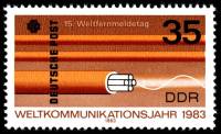 (1983-011) Марка Германия (ГДР) "Оптико-волоконный кабель"    Всемирный год коммуникаций II Θ