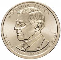 (28d) Монета США 2013 год 1 доллар "Вудро Вильсон" 2013 год Латунь  UNC