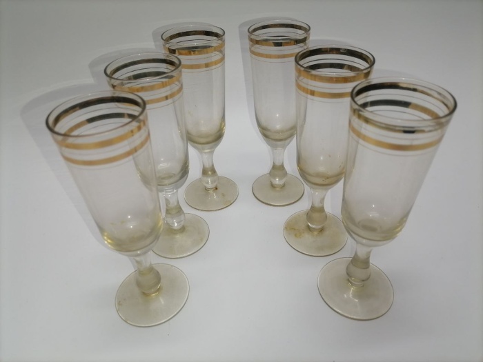 Бокалы 6 шт стекло с позолотой