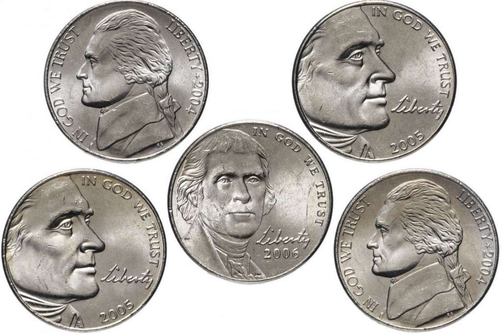 (5 монет по 5 центов) Набор монет США 2004-2005 год &quot;Экспедиция Льюиса и Кларка 200 лет&quot;   UNC