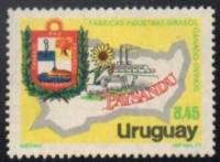 (№1979-1521) Марка Уругвай 1979 год "Карта и оружие в Пайсанду", Гашеная