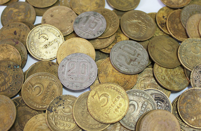 Набор монет СССР 3 копейки, 15 и 20 копеек, 1930-1960 гг., 202 штуки (состояние на фото)