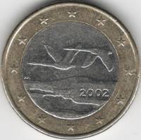 (2002) Монета Финляндия 2002 год 1 евро  1-й тип образца 1999-2006 с буквой М Биметалл  VF