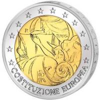 (002) Монета Италия 2005 год 2 евро "Конституция ЕС"  Биметалл  VF