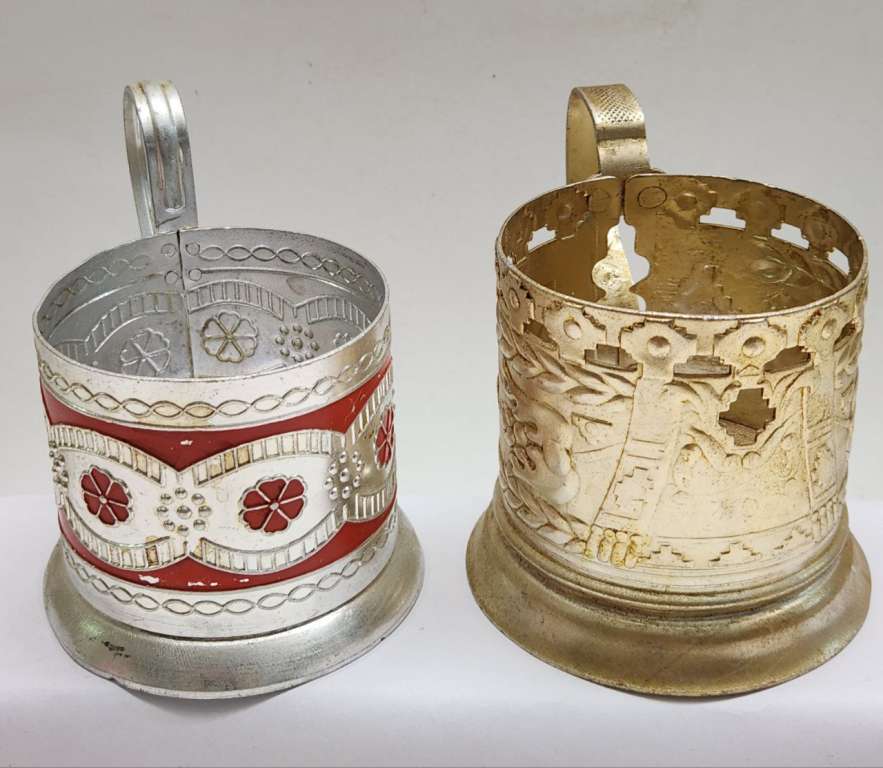 Подстаканники металл эмаль 2 штуки СССР
