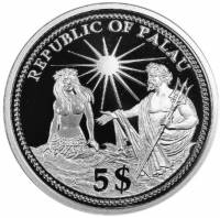 () Монета Палау 1994 год 5  ""   Биметалл (Серебро - Ниобиум)  UNC