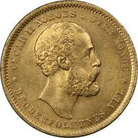 () Монета Норвегия 1876 год 20  ""   Биметалл (Платина - Золото)  UNC