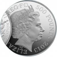 (№2013) Монета Великобритания 2013 год 500 Pounds (60-летие коронации серебро)