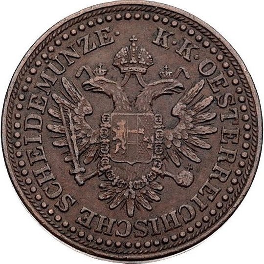 (№1851km2193) Монета Австрия 1851 год 3 Kreuzer (1/40 Талер - А, Б, В, Г)