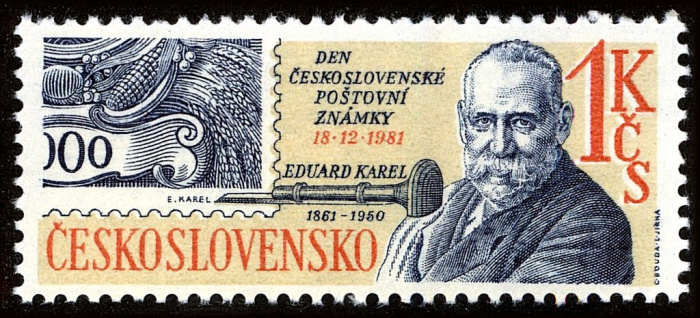 (1981-054) Марка Чехословакия &quot;Е. Карел &quot;    День почтовой марки III Θ
