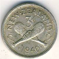 (№1937km7) Монета Новая Зеландия 1937 год 3 Pence