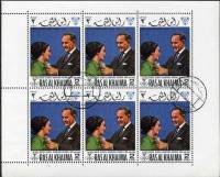 (№1969-345) Лист марок Эмират Рас Аль Хайма (ОАЭ) 1969 год "Президент Джонсон Гейл Пегги Флеминг США