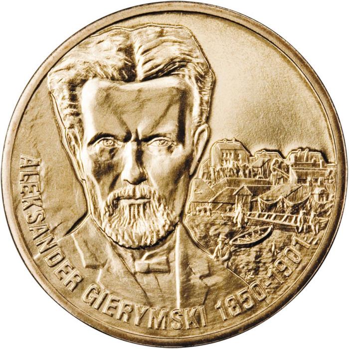 129 Монета Польша 2006 год 2 злотых Александр Герымский  Латунь  UNC