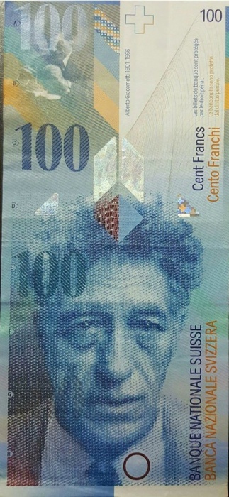 (,) Банкнота Швейцария 2010 год 100 франков &quot;Альберто Джакометти&quot;   UNC