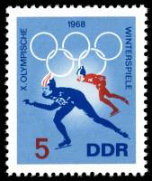 (1968-001) Марка Германия (ГДР) "Конькобежный спорт"    Зимние ОИ 1968, Гренобль III O