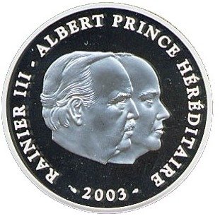 (2003) Монета Монако 2003 год 10 евро &quot;Ренье III и принц Альберт&quot;  Серебро Ag 900  PROOF