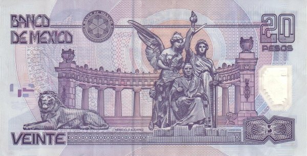 (,) Банкнота Мексика 2005 год 20 песо &quot;Бенито Хуарес&quot;   UNC
