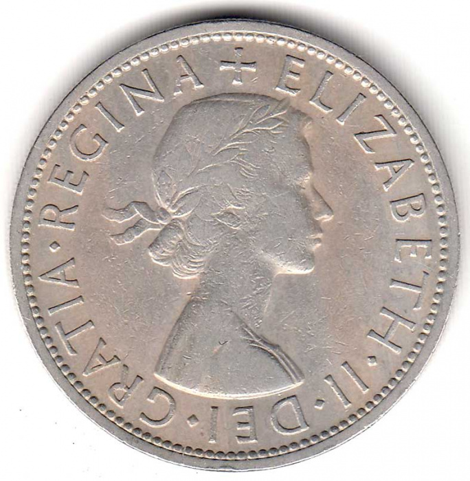 () Монета Великобритания 1959 год 1/2 кроны &quot;Елизавета II&quot;  Медь-Никель  UNC