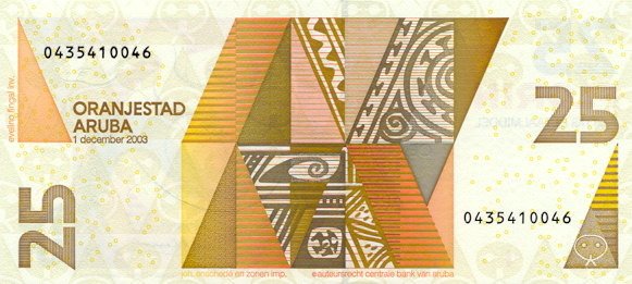 (№2003P-17a) Банкнота Аруба 2003 год &quot;25 Florin&quot; (Подписи: Jeanette R)