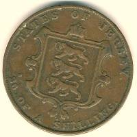 (№1841km2) Монета Джерси 1841 год 1/26 Shilling (усилитель)