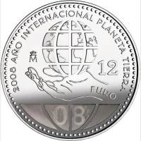 (2008) Монета Испания 2008 год 12 евро "Год Земли"  Биметалл (Серебро - Ниобиум)  UNC