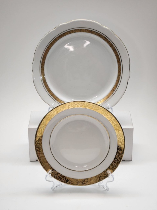 Блюдце и тарелка десертная ЛФЗ позолота