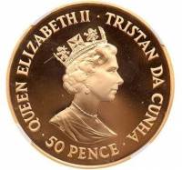 () Монета Тристан да Кунья 2001 год 50 пенсов ""   PROOF