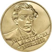 023 Монета Польша 1999 год 2 злотых Юлиуш Словацкий  Латунь  UNC