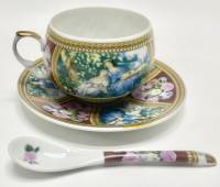 Чайная пара с ложкой костяной фарфор 