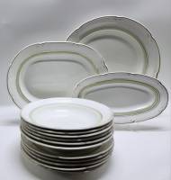 Столовый сервиз ЗИК Конаково 1958 год 14 предметов с салатовой полоской