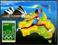 (№161) Блок марок Куба 2000 год "Olymphilex 2000", Гашеный