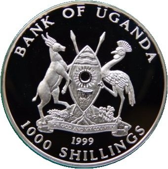 (1999) Монета Уганда 1999 год 1000 шиллингов &quot;Миллениум. Эйнштейн&quot;  Серебро Ag 999  PROOF