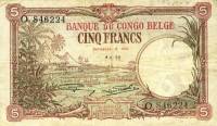 (№1930P-8e.2) Банкнота Конго Бельгийское 1930 год "5 Francs"