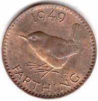 (1949) Монета Великобритания 1949 год 1 фартинг "Крапивник"  Бронза  XF