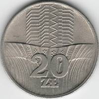 (1976) Монета Польша 1976 год 20 злотых   Медь-Никель  XF