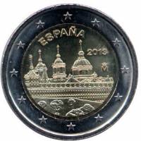 (008) Монета Испания 2013 год 2 евро "Эскориал"  Биметалл  VF